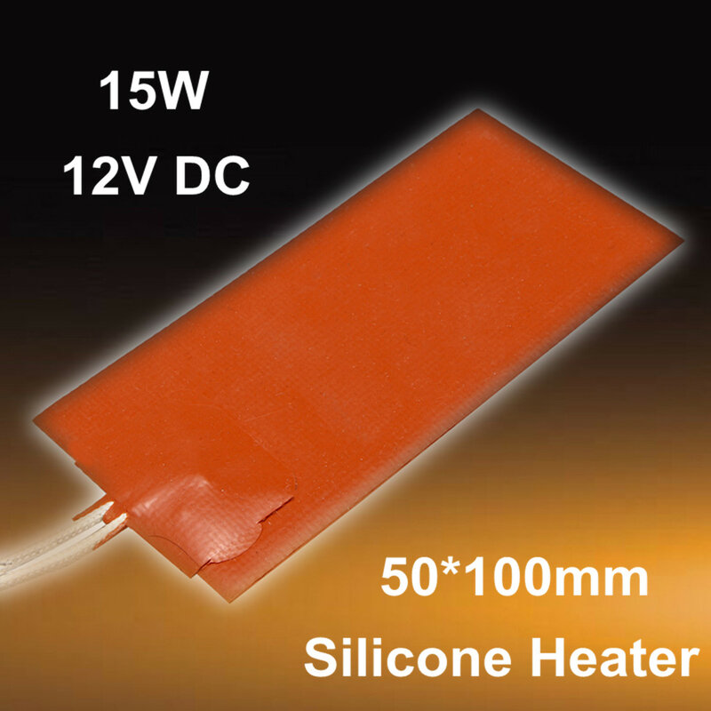 Tappetino riscaldante in Silicone flessibile 15W 12V DC per piastra di riscaldamento idraulica del serbatoio dell'olio per macchine duplicatrici per stampanti