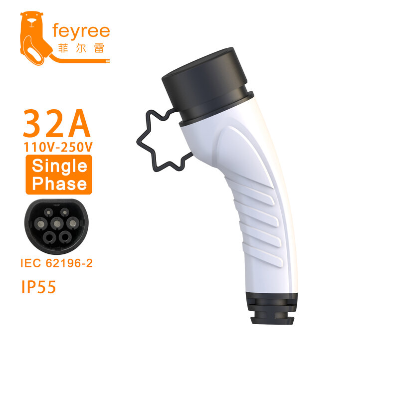 Feyree-EV carregador plug adaptador para carro elétrico, estação de carregamento do veículo, tipo 2, carregador EVSE, fêmea IEC 62196 conversor, 16A, 32A