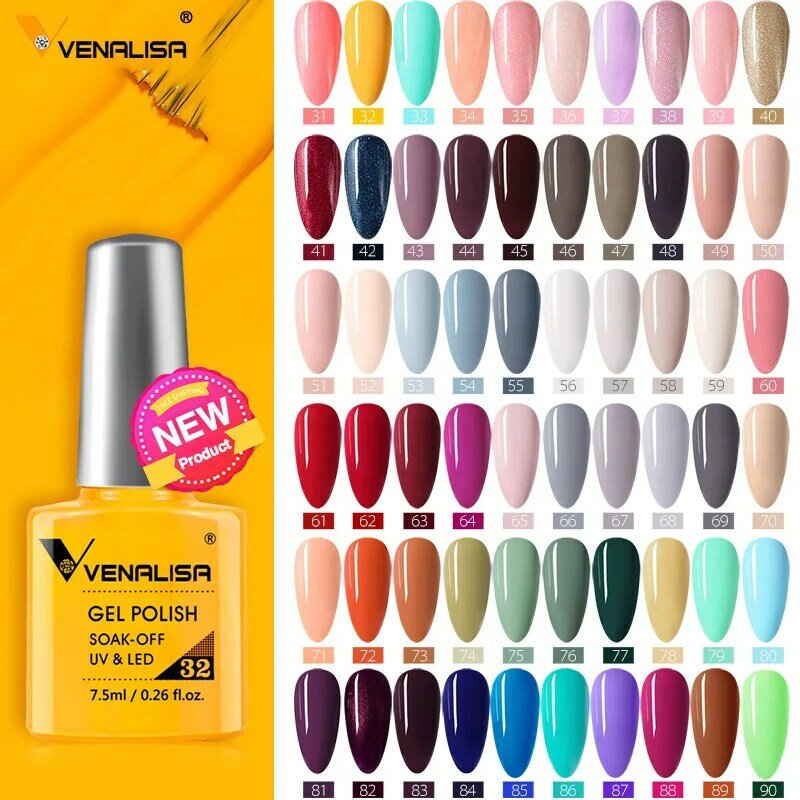 Venalisa 7,5 ml Nagel Gel Polnisch 60 Farbe Glitter Farbe Nagellack Für Nail art Maniküre Top Coat Soak Off emaille UV Gel Lack