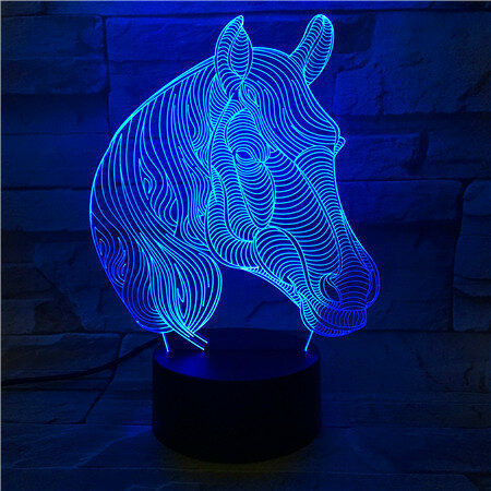 Cabeça de cavalo colorida acrílica 3d, lâmpada led de controle remoto por toque, novidade, presentes, decoração de casa, quarto 527