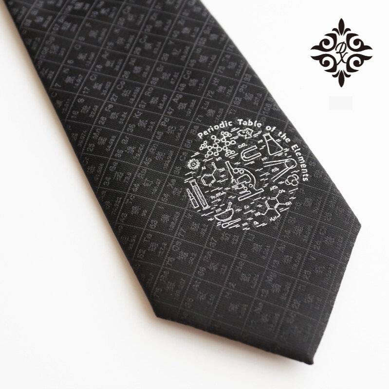 New Creative Chemical Periodic Table Black Embroidery NeckTie Cool Literature and Art Male and Female Students Couple Tie Gifts
