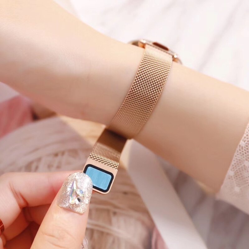 Relógios femininos moda luxo aço inoxidável fivela magnética cinta refração superfície luminosa dial senhoras relógio de quartzo