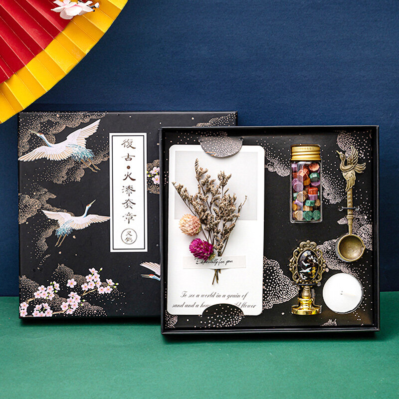 Juego de sellos de laca de fuego antiguo chino, tarjeta de felicitación de grano de cera Retro, sello de laca de fuego de sobre, regalo de cumpleaños LC174