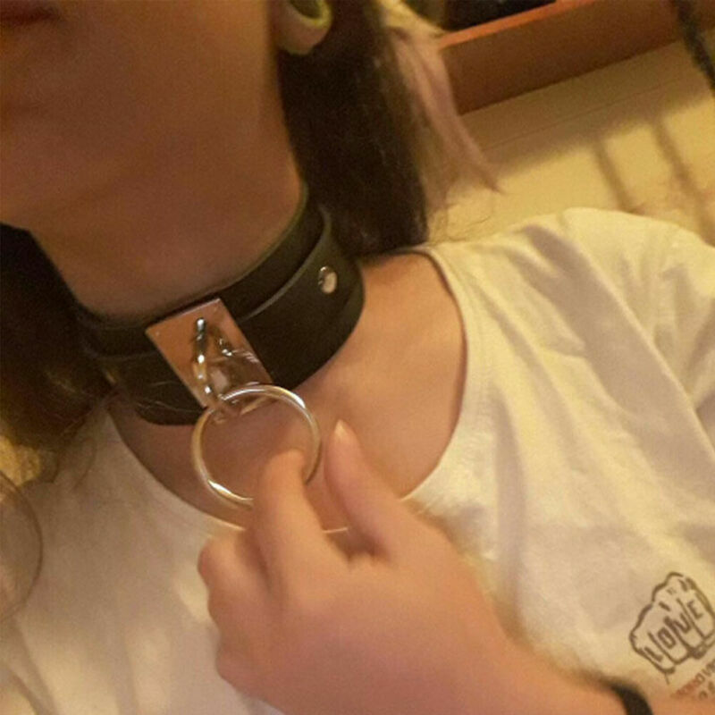 Nueva moda Punk gótico ancho PU cuero O anillo Collar gargantilla Collar mujer Collar