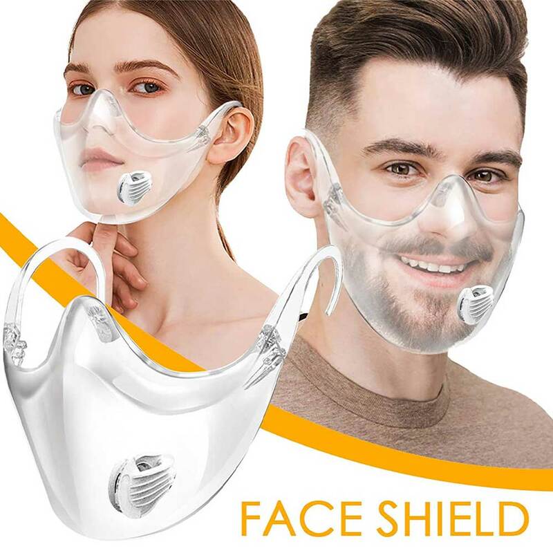 Mise à niveau Transparent bouclier facial casque de sécurité bouche protectrice lavable masque Durable Valve respirante réutilisable masque facial bouclier