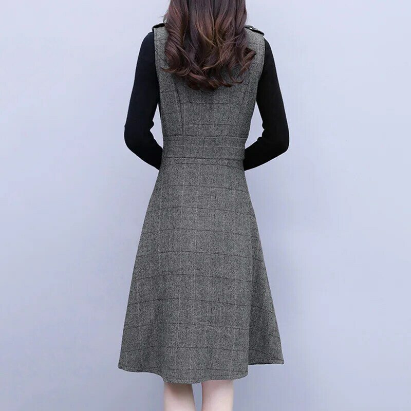 Vestido de lana de talla grande para mujer, traje informal ajustado de punto, otoño e invierno, 2022