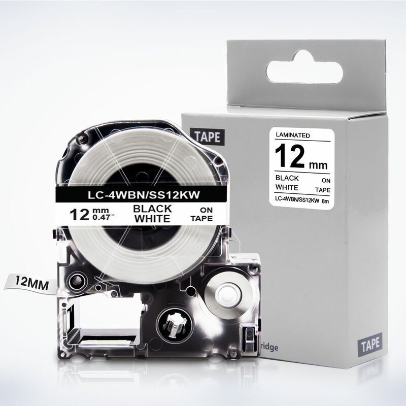 Fita de etiqueta compatível impressora Epson, adequado para EPSON LW-300 LW-400 LW-600P LW-700 LC-4WBN9, SS12KW SS9KW SS6KW SS18KW SS24KW, 1Pc