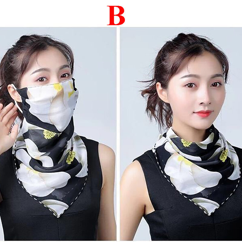 Chiffon Summer Sun Protection Half Face Mask Scarf Women Mouth Mask Face Cover Outdoor Riding Driving Dust-proof Windproof
