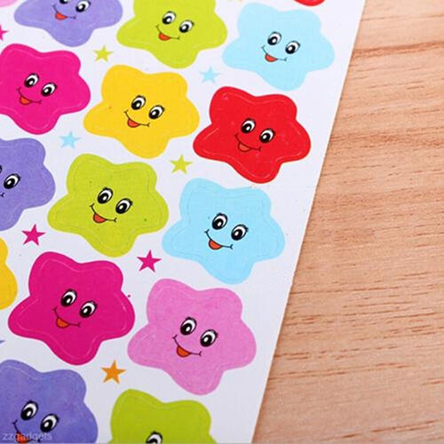 10 Buah Stiker Bintang Senyum Anak-anak Sekolah Label Guru-Stiker Hadiah Lucu untuk DIY Set Alat Tulis Sekolah Dekorasi Buku Tempel