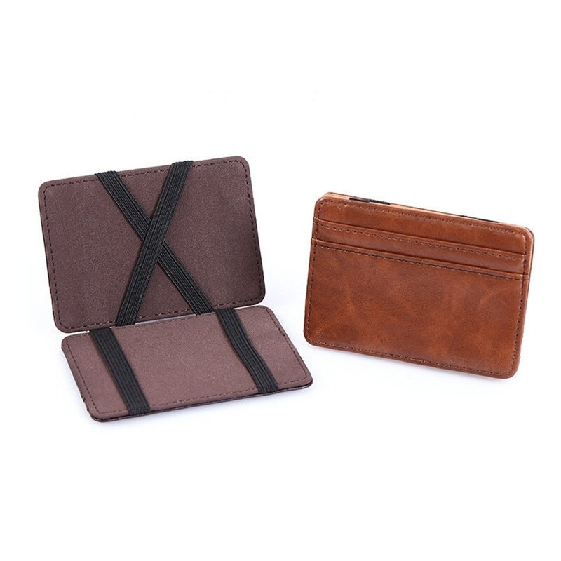 Dompet Mini Ultra tipis pria, dompet kecil kulit PU bisnis, dompet ajaib ramping, tempat kartu kredit, dompet Mini modis untuk pria