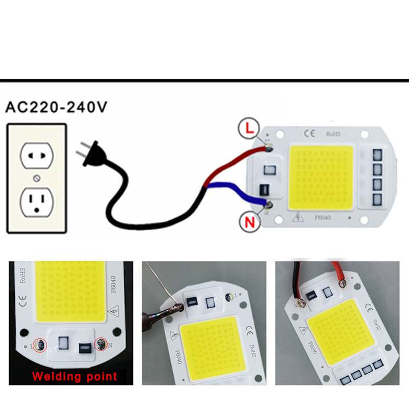 LED-Chip Cob Lampe 10W 20W 30W 50W AC 220V 240V IP65 Smart IC keine Notwendigkeit Treiber DIY Flutlicht LED-Lampe Scheinwerfer Außen lampe Perle