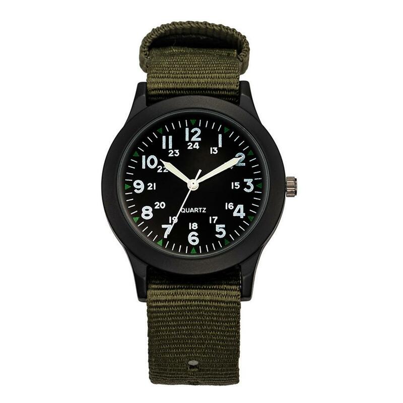 Relógio esportivo masculino, relógio de quartzo com pulseira de nylon, à prova d'água, com mostrador redondo