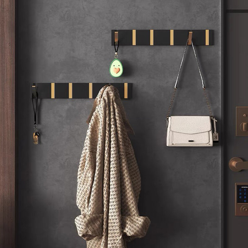 TAICUTE складная вешалка для полотенец, 2 способа установки, настенные крючки, держатель для пальто и одежды для ванной, кухни, спальни, прихожей, черный, золотой