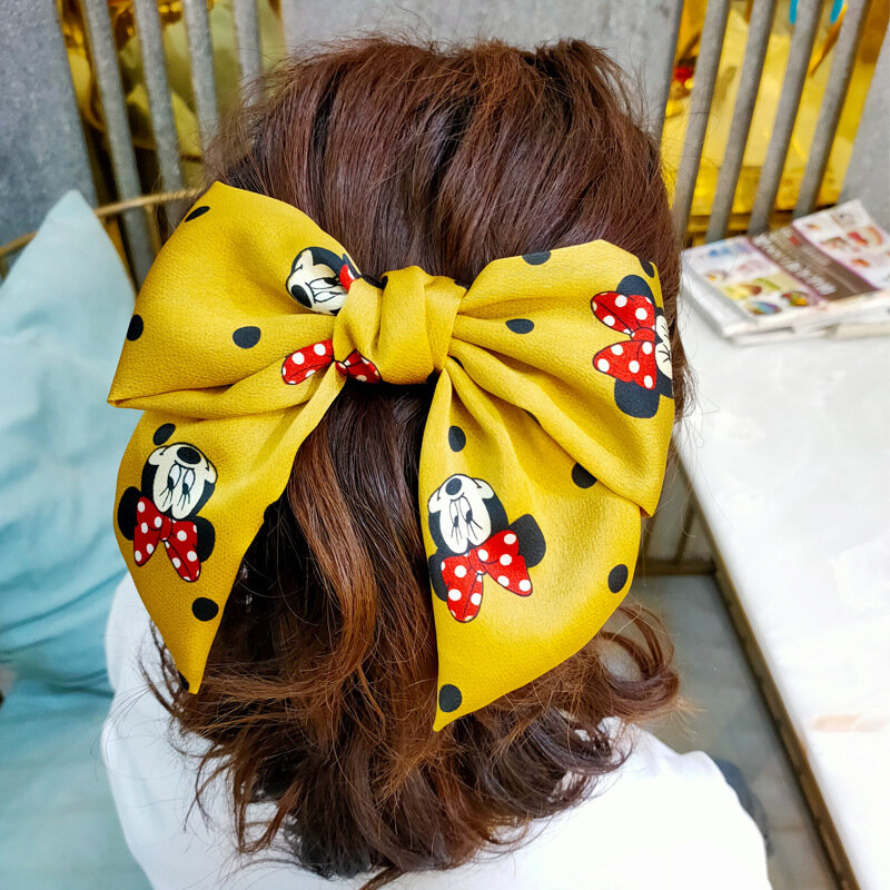 Pinza de pelo con lazo de princesa Disney para niña, pasador de pelo de dibujos animados, muñeca de mickey mouse, accesorio para el cabello, clip para la cabeza lindo