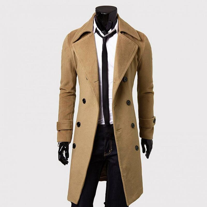 Temperament  Simple Coldproof Thick Trench Coat Autumn Winter Long Trench Coat Long Sleeve   for Business