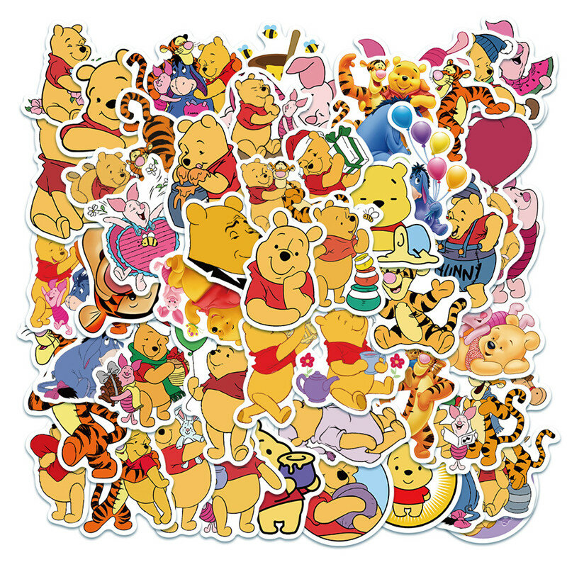 Sanrio Cartoon Adesivos, Winnie The Pooh, Princesa, Graffiti, Portátil, Mala, Impermeável, Brinquedos de etiqueta, Bonito, Sobre 50Pcs