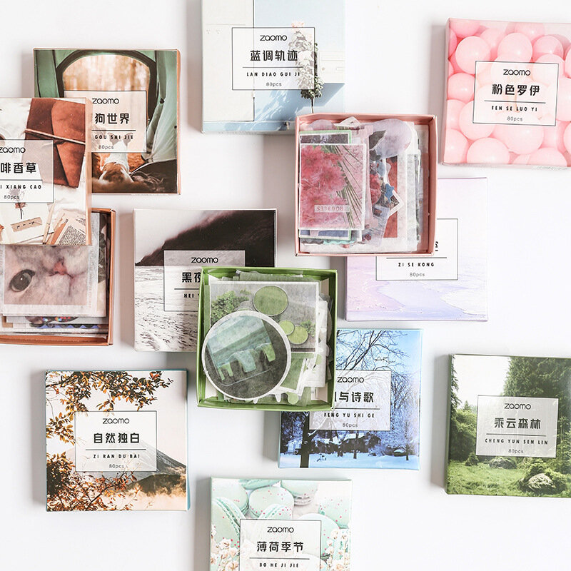 JIANWU – Autocollant Washi motif monde, couleur, pour Scrapbooking, mignonnes étiquettes décoratives pour journal, DIY, bricolage, 80 feuilles,