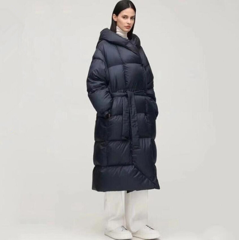 90% White Duck Down Jacket Women Fashion Oversized Fluffy Down Coat Female 2021 New Winter Warm Hooded Down Parkas q437