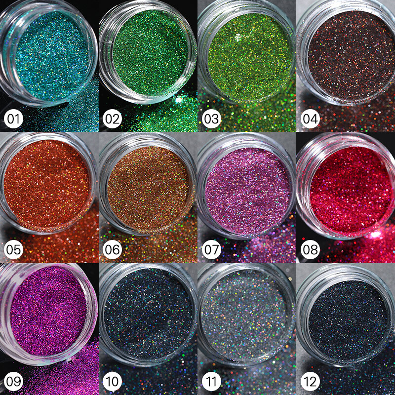 Pó iridescente para unhas, gel unha polonês, livre de poeira, prata, rosa, cromo, pigmento