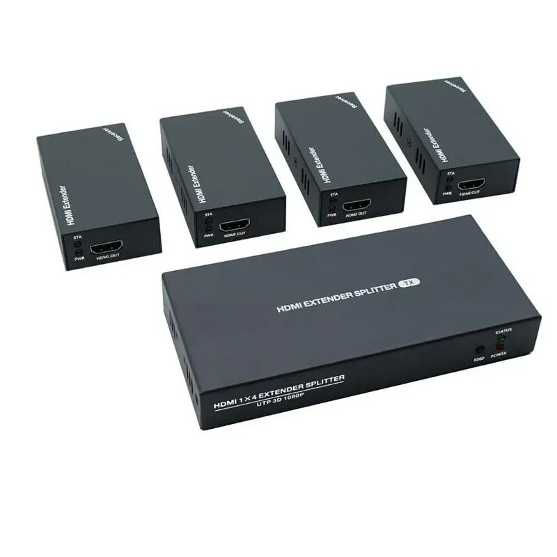 Divisor extensor HDMI de 1x4 sobre Cable Ethernet Cat5e/Cat6/Cat7 de hasta 50m/165 pies, gestión y control remoto EDID IR bidireccional