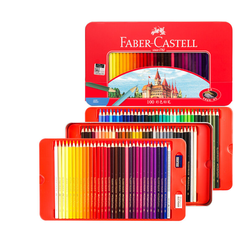 Xsyoo Oil Castle Oil Color Pencil Tin Box, Desenho Crayon Set para colorir livros, Material de arte escolar, 100 cores