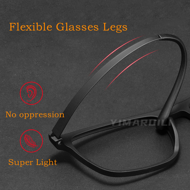 YIMARUILI-Molduras de óculos quadrados ultra leves masculinas, óculos grandes confortáveis, titânio puro, prescrição óptica, moda, HR3068