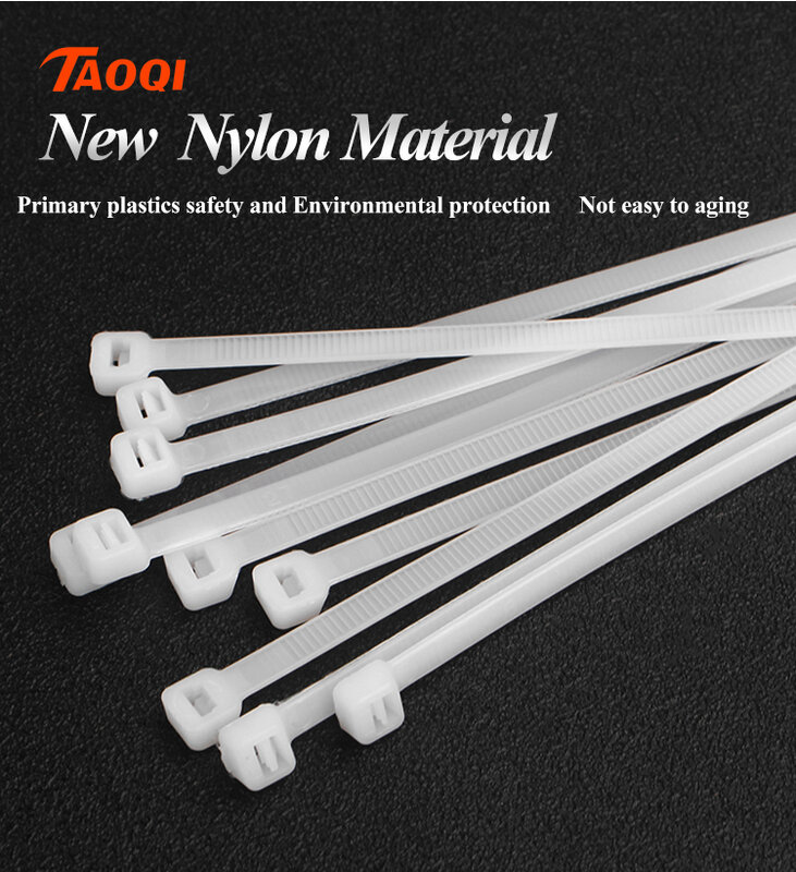 100 Pcs Zelfsluitende Plastic Nylon Tie 3*100 Bevestiging Ring 3X200 Kabel Tie Zip Wraps Strap Nylon cable Tie Organizer Twist Tie
