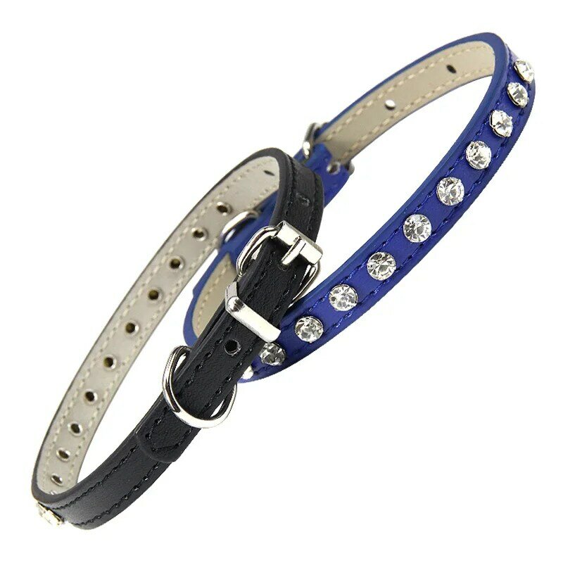 Luxury Rhinestone Rivets Cat Collar Leather Small Dog Collars  Puppy Neck Strap for Kitten Accessories Wholesale / Dropshipping