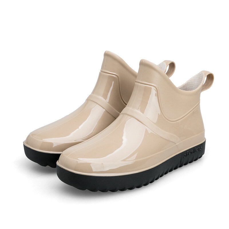 Sapatos de água sapatos de tornozelo botas de chuva pvc rainboots para mulher cor sólida moda botas de pesca tornozelo