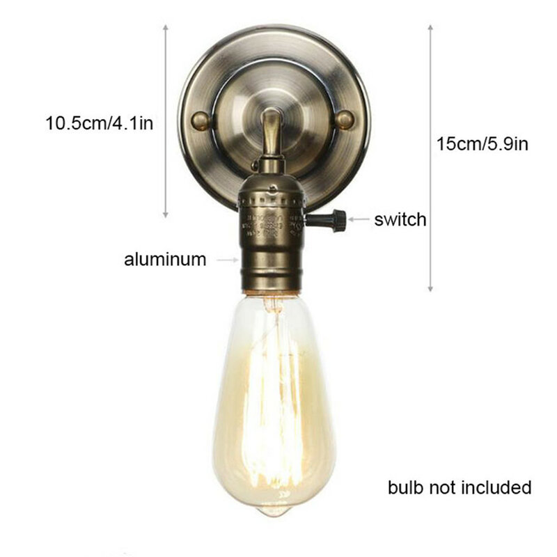 Luzes LED parede com interruptor de corrente Pull, Chrome Loft Estilo, Retro Vintage Iron Lamp, Lâmpada de parede do quarto, Lampen cabeceira, Escada Wandlamp