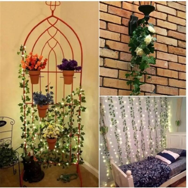 人工ツタの葉の花輪、結婚式の壁の装飾のための偽の吊り下げ植物、1個、200cm