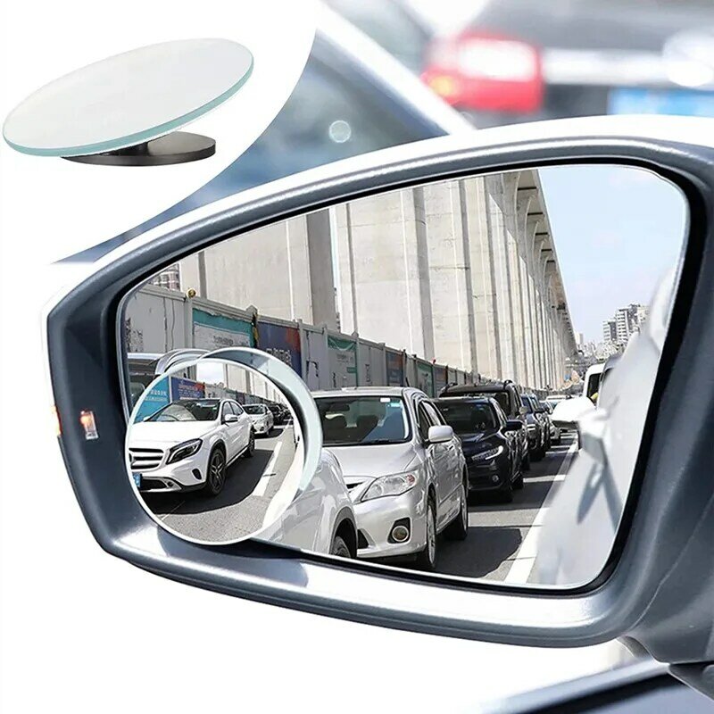 Universele 360 Graden Hd Dodehoekspiegel Voor Auto Reverse Frameloze Ultradunne Groothoek Bolle Achteruitkijkspiegel Auto Accessorie