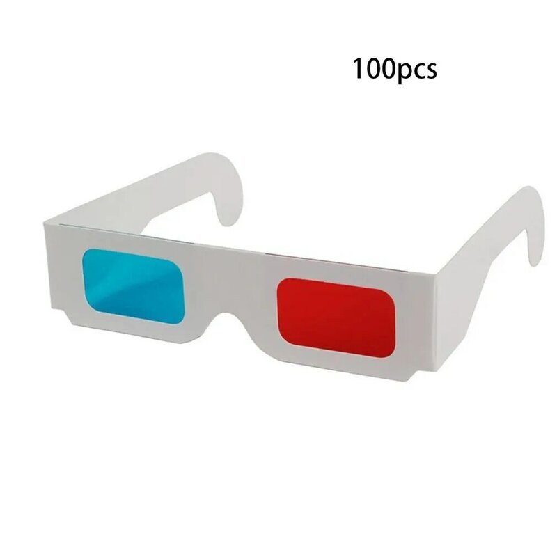 Anaglyph 3D Paper Glasses View, vermelho e azul, vídeo do filme EF, 10pcs por lote