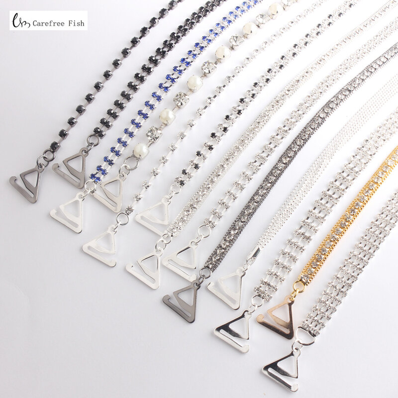 Free shipping New Silver Plated Metallic Sexy Rhinestone Bra Straps For Women Elegant Crystal Bra Shoulder Lingerie Accessories