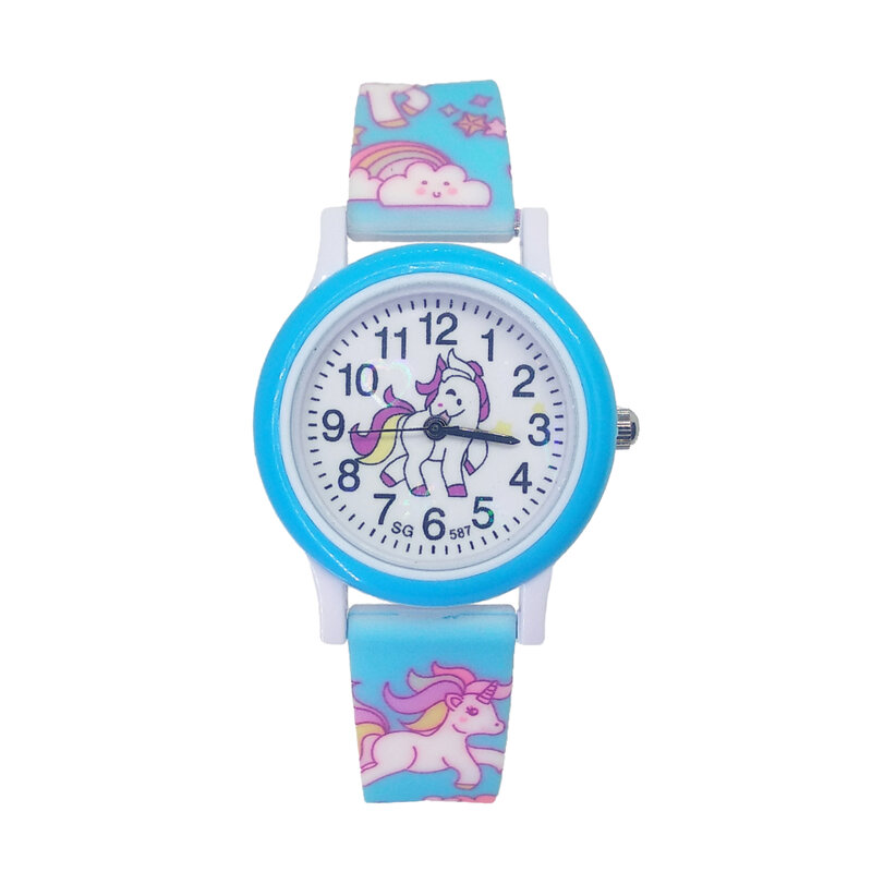 Moda dziecięca Cute Unicorn Cartoon Girls chłopcy dziecko kucyk zegar Student dla dzieci z motywem sportowym zegarek zegarek dziecięcy upominki na imprezę urodzinową
