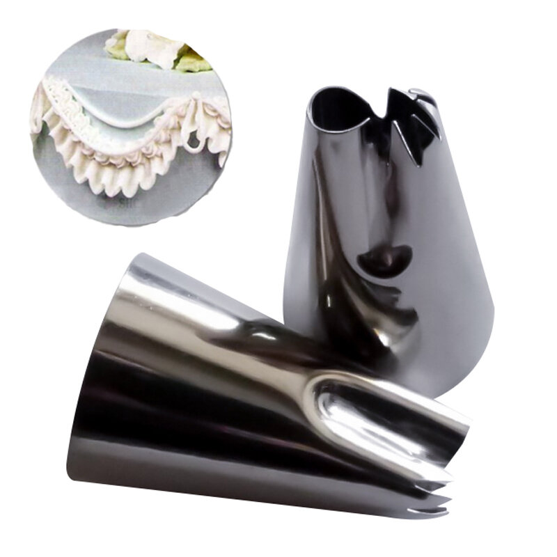1pcs Stainless Steel Fold Cream Metal Tips Icing Piping M Size Nozzles Cake Cream Cupcake Pastry Tool Decoration Baking Tool