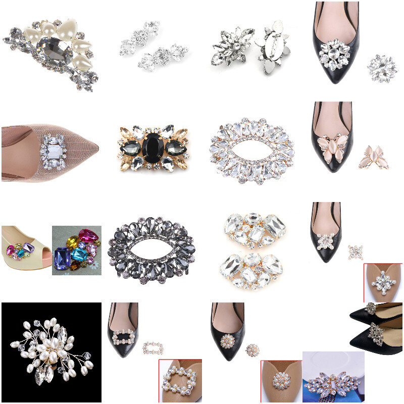 Strass e Decorações de Cristal para Mulheres, clipes de sapatos, Amuletos DIY, Jóias Laço, Acessórios Decorativos, 1pc