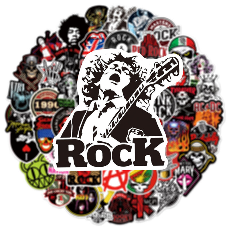 10/30/50/104pcs Rock Band Graffiti Stickers for Laptop Guitar Motorcycle Scrapbooking Phone Waterproof Cool Sticker for Kid Toy