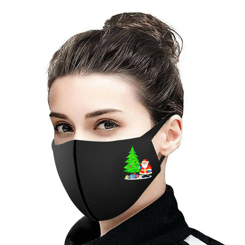 5/10/25pc Adult Christmas Face Masks Washable Mouth Fabric Facial Mask For Protection Reusable Santa Earloop Mouth Caps Маска