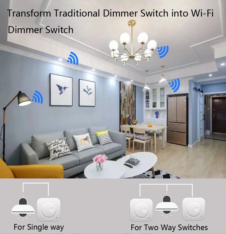 Controlador de atenuación de luz LED, interruptor inteligente con WiFi, Control por aplicación remota Tuya, funciona con Alexa, Echo y Google Home, 1/2 vías