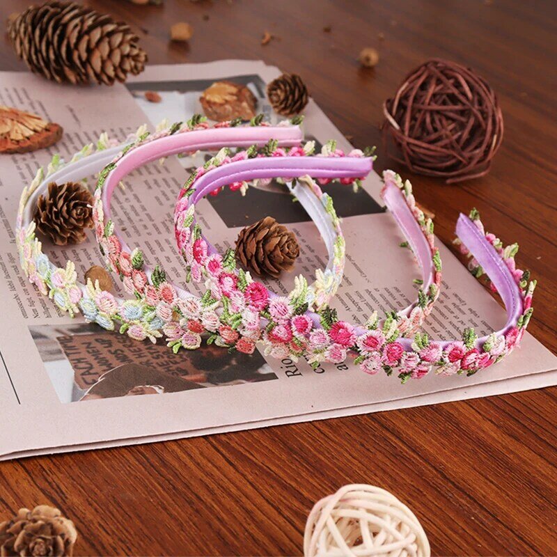 Diademas de margaritas para niña y mujer, cintas para el pelo con bordado de flores, bandanas de crisantemo de caramelo, accesorios para el cabello