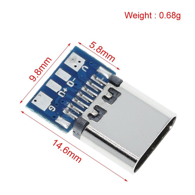 10Pcs USB 3.1ประเภท-C 24 Pins ชาย/หญิง Receptacle ซ็อกเก็ตอะแดปเตอร์ Solder Wire & 24 Pins สนับสนุน PCB Board