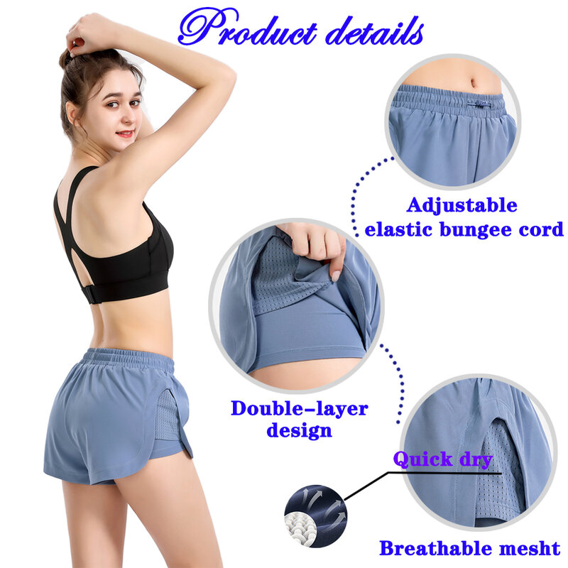 Workout Running Shorts for Women Elastic Waist Athletic Yoga Gym Biker Quick-Dry Womens Shorts