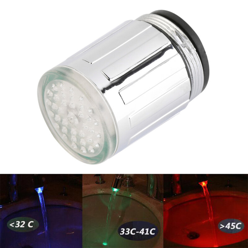 Grifo de agua LED que cambia de brillo, Sensor de temperatura, rociador de ducha, cabezal de ducha, aireadores de grifo de cocina