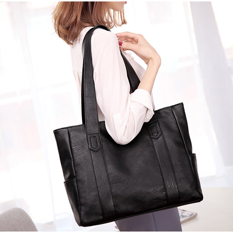 Simple Designers Ladies Hand Bag Totes Women's PU Leather Shoulder Bags Big Capacity Upper-handle Handbags Shoulder Bag Vintage