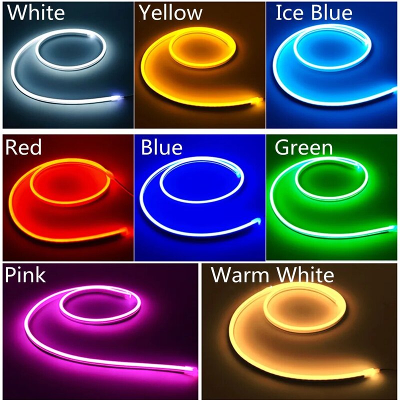 USB LED Neon Light Strip, Fita de sinal de néon flexível regulável, Decoração DIY, 2835, 120 LEDs, m com Dimmer, Fita, 0,5 m, 1m, 2m, 3m, 5m