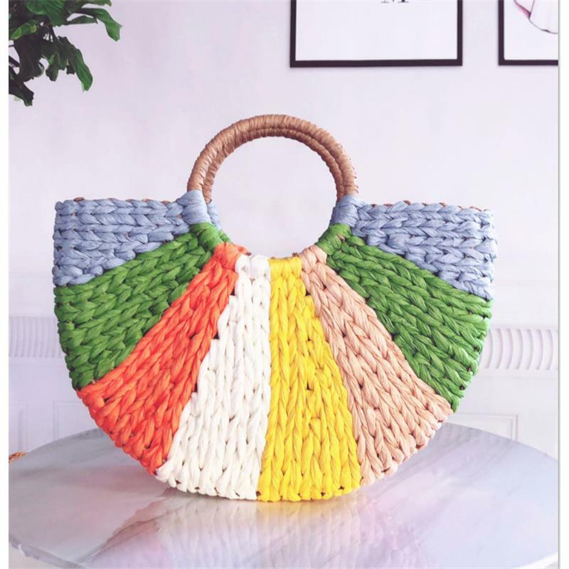 Summer Straw Bag para Feminino, Bolsa de Cor Misturada, New Woven Bag, A6226, 38x 23cm