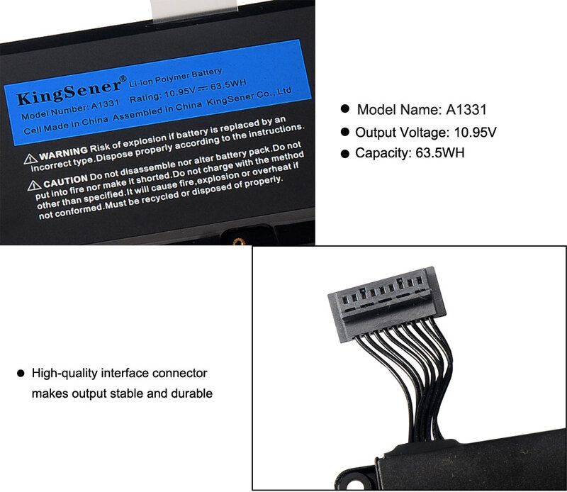 Аккумулятор KingSener A1331 для ноутбука Apple MacBook, 13,3 дюйма, A1342, Unibody MC207LL/A MC516LL/A 020-6809-A, 10,95 в, Втч