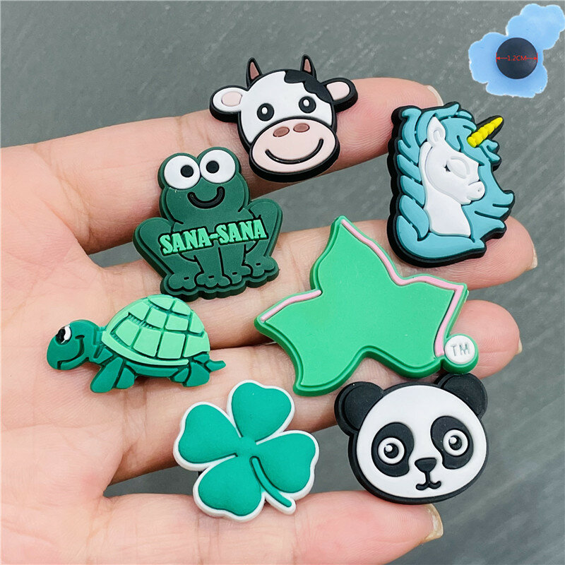 New Arrival 1pcs Cow Frog Animal PVC Shoes Accessories Shoe Decorations Fit Children Wristband Croc Jibz Charm Birthday Gift
