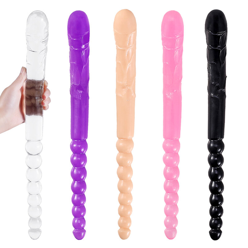370mm Extra Long Soft Double Head Dildo Toy For Adult Flexible  Jelly Vagina Anal Women Gay Lesbian Ended Dong Penis Artificial